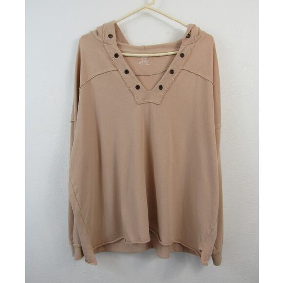 Aerie Medium Hooded Oversized Pullover Sweatshirt Light Tan *Small flaw* - Picture 1 of 5